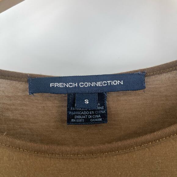 FRENCH CONNECTION Top Size Small Sheer Polly Raw Edge Hi Low Classic Capsule - Picture 3 of 8